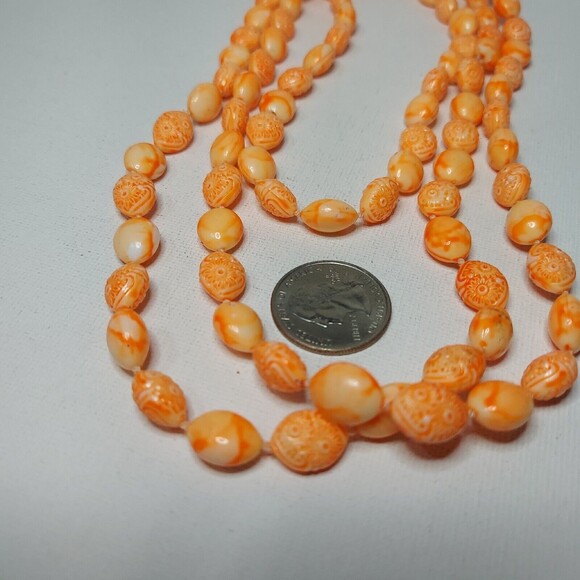 Necklace 'Orange Ice' color flapper look beads 54" - Picture 6 of 6
